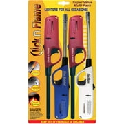 Click n Flame Utility Lighter 4-Pack for All Occasions Wind Resistant Flexible Shaft Multi Purpose Lighter BBQ Kitchen Candle Fireplace Grill Flexible Lighter