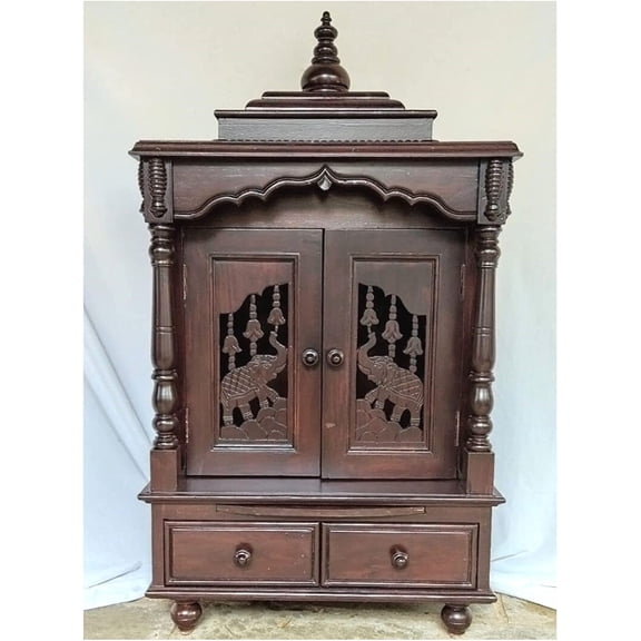 Wooden Temple Small Home Temple Teak Wood Temple Indian Mandir Pooja Temple for Home Indian Temple Handcrafted Temple Handmade Temple Home Mandir Prayer House Pooja Mandap - AtoZ India Cart