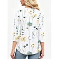 thumbnail image 6 of VDJ Womens Blouses Dressy Casual Tunic Tops Summer Fall 3/4 Sleeve Length V Neck Business Work Floral White Tops Size M, 6 of 7