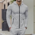 thumbnail image 5 of LODIENY Men Waffle Hoodies Casual Drawstring Hoodie for Men Full Zip Long Sleeve Slim Fit Sweatshirt Sports Hooded Jacket with Zipper Pockets Gray M, 5 of 8