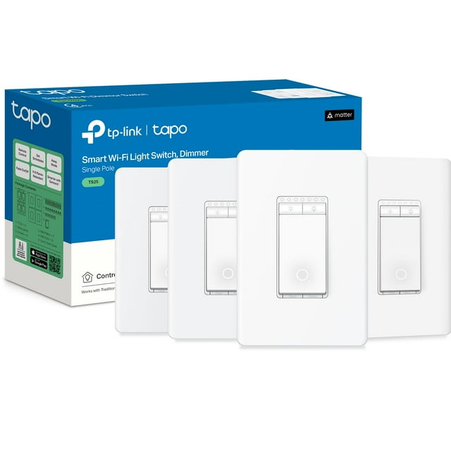 Interruptor regulador inteligente TP-Link Tapo Matter unipolar, paquete de 4
