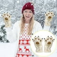 thumbnail image 2 of Ohmyroo Cute Animal Paw Bear Palm Full Finger Gloves Soft Warm Thickened Winter Gloves For Cold Protection Indoor Outdoor Daily Wear, 2 of 5