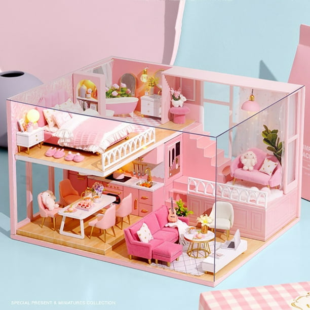 Maison De Poupée Miniature Bricolage Avec Accessoires Kits Pour