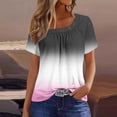 thumbnail image 2 of XYAIYT Women's Summer Tops Gradient Color Square Neck Blouses Loose Casual Pleated Short Sleeve T-shirt, 2 of 5
