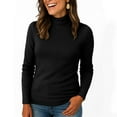 thumbnail image 6 of Turtleneck Sweaters for Women Long Sleeve Knitted Pullover Tops Casual Soft Slim Fit Lightweight 2025 Basic Outfits Black L, 6 of 6