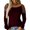 Wine red, variant on Cutting Sleeve Women Long Sleeved Solid Color T-Shirt Slim Tops