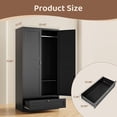 thumbnail image 2 of Metal Armoire Wardrobe Closet,72" Tall Wardrobe Cabinet with Drawer,2 Doors Armoire Storage Closet with Adjustable Shelves and Hanging Rod for Bedroom,Black, 2 of 8