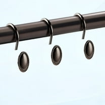 LAMIRO Metal Shower Curtain Hooks,Oil-Rubbed Bronze Decorative Shower Curtain Rings for Bathroom,Curtain Hooks for Shower Lining,12Pcs