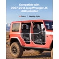 thumbnail image 2 of VEVOR Jeep Tube Doors, 4-Door, Compatible with 2007-2018 Jeep Wrangler JK JKU Unlimited, Steel Off Road Front & Rear Tubular Half Doors with Storage Bag, Rubber Pads, Heavy-Duty Hinges and OE Latch, 2 of 9