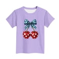 thumbnail image 5 of BRGZLK Girl's Independence Day T-Shirt Summer USA 250 Years Casual Round Neck Tops Cute Cherry Print 4th of July Short Sleeve Trendy T-Shirt Holiday Tee Purple 12-13 Years, 5 of 6