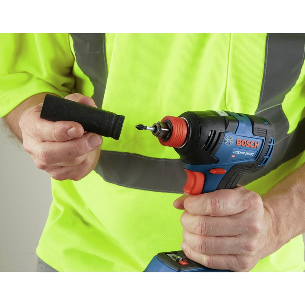 Restored Bosch GDX18V-1800CB15-RT 18V EC Brushless Lithium-Ion 1/4 in. and 1/2 in. Cordless Two-In-One Socket Impact Driver Kit (4 Ah) (Refurbished)