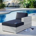 thumbnail image 2 of Lounge Chair Chaise, Rattan, Wicker, Light Grey Gray Blue Navy, Modern Contemporary Urban Design, Outdoor Patio Balcony Cafe Bistro Garden Furniture Hotel Hospitality, 2 of 8