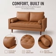 thumbnail image 4 of Koby Home's X Collection Stanley Modern Button-tufted Loveseat, Upholstered in Faux Leather with Track Arms, Cushion Back, and Wooden Legs, 2-Seater for Small Space, Tan Brown Color, 4 of 10