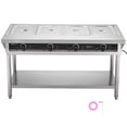thumbnail image 5 of VEVOR 4-Pan Commercial Food Warmer, Electric Steam Table with Independent Temperature Control, 450W x 4 Stainless Steel Buffet Catering Food Warmer with Undershelf and Workspace, 5 of 9