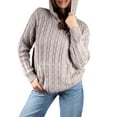 thumbnail image 3 of Jess by Meiko Women's Sweater Oversized Long Sleeves Casual Cable Knit Hooded Sweater M Fossil Gray, 3 of 8
