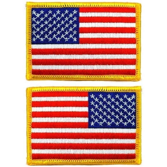 2 ea. Made in the USA, Embroidered American Flag Shoulder Patches 1 left, 1 right