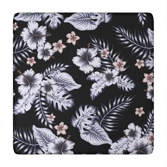 Bright Floral Pattern Tablecloth with Elastic Fit, Soft Polyester Fabric for Outdoor Picnics or Coffee Use, 34x34 Inch