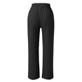 thumbnail image 4 of Pantalones con forro polar Gibobby para mujer pierna ancha cintura ajustable sueltos cómodos con bolsillo Negro XL, 4 of 5