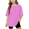 thumbnail image 2 of Ashirexll Girls Shirts, Summer Top, 5-15 Years Girls and Boys Fashion Gradient Color Printed T-shirts Loose Soft Short Sleeve Round Neck Summer Shirts, 2 of 7