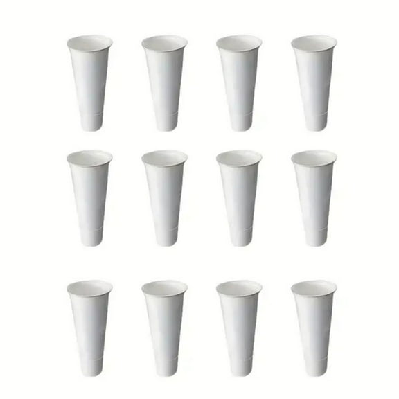 golytefs 12 Pcs Flower Display Stand Buckets Plastic White Plant Stand Tapered Buckets