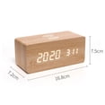 thumbnail image 4 of Reloj despertador digital de madera con carga inalámbrica, brillo ajustable y volumen de alarma (bambú), 4 of 5