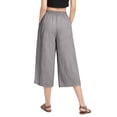 thumbnail image 3 of Womens Wide Leg Capris Pants Elastic Waist Casual Loose Linen Pant 2026 Summer Beach Vacation Lounge Trousers, 3 of 3