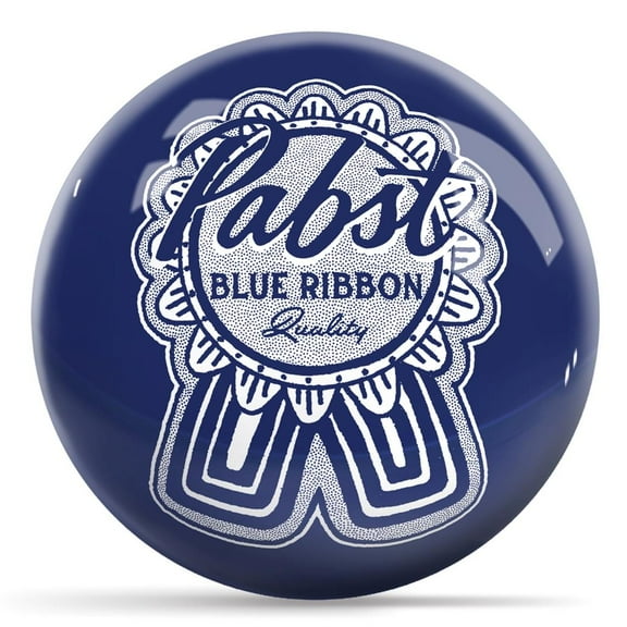 On The Ball Bowling Pabst Classic Ribbon Blue/White Undrilled Bowling Ball