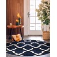 thumbnail image 3 of Unique Loom Trellis Collection Area Rug - San Antonio (8' Round Navy Blue/Beige), 3 of 11