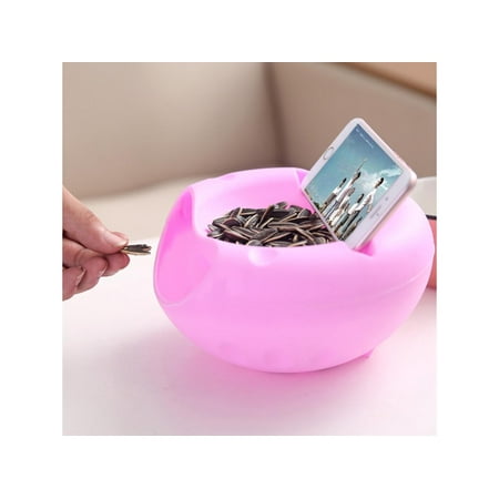 Eutuxia Lazy Snack Bowl with Cell Phone Stand, Double Dish Snacks Gummy Bears, Jelly, Nuts, Peanuts, Fruits, Seed, Candy & More. Creative Snack (Best Way To Store Nuts And Seeds)