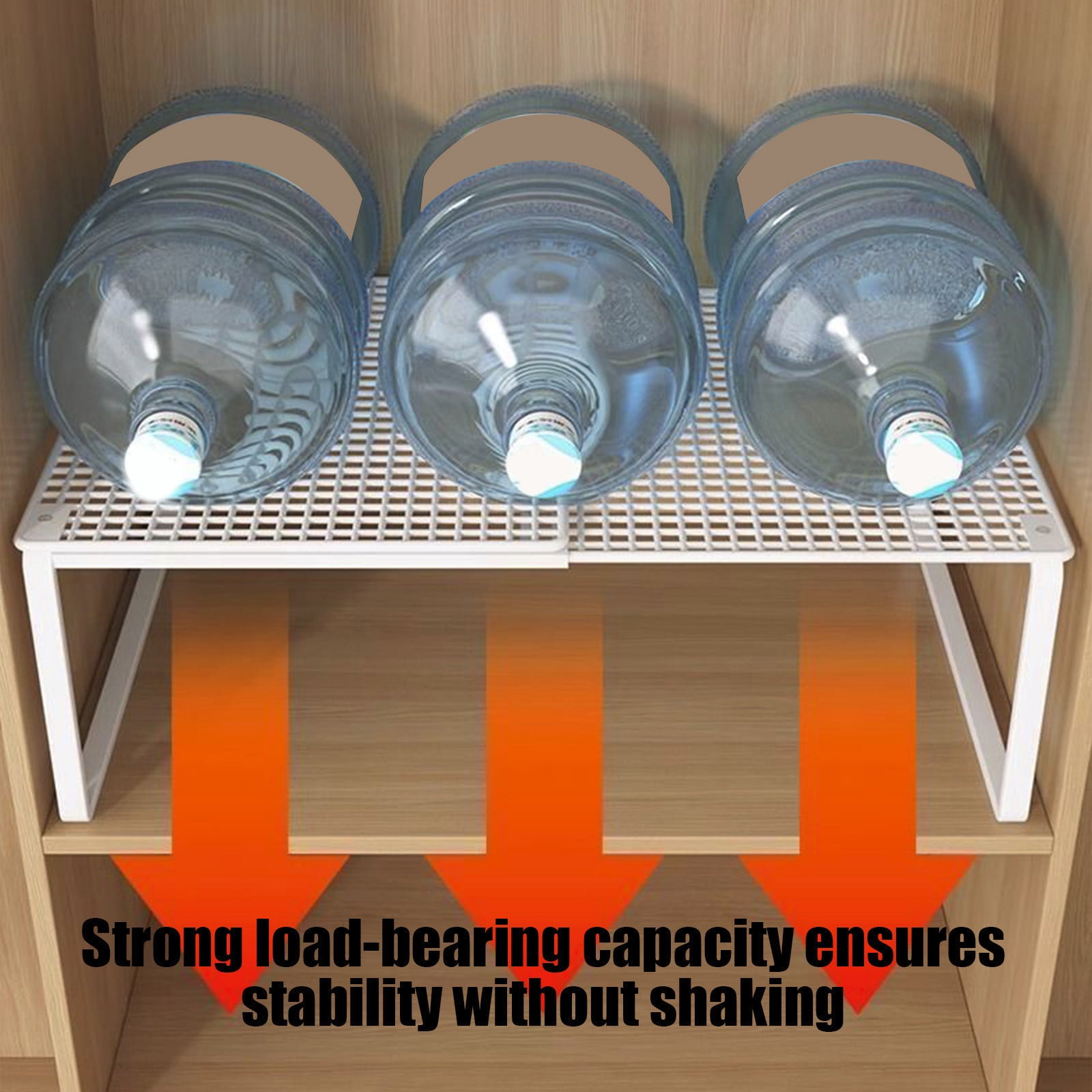Stackable Expandable Cabinet Storage Shelf Organizer Rack, Metal Kitchen Bathroom Pantry Countertop Riser, 1-Pack, Black or White