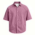 thumbnail image 5 of Kalauyu 3/4 Short Sleeve Button Down Shirts for Men Turn Down Collared Sleeve Casual Loose Tops Soft Lightweight Vacation Fashion Shirts, 5 of 5
