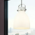 thumbnail image 4 of Innovations Lighting  Newton Bell - 1 Light 10" Stem Hung Pendant Polished Nickel/Matte White, 4 of 5