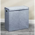 thumbnail image 2 of mDesign Divided Laundry Hamper Basket with Lid, Chrome Handles - Navy, 2 of 9