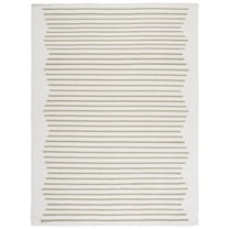 SAFAVIEH Montauk Amadine Striped Cotton Area Rug, Ivory/Light Green, 9' x 12'