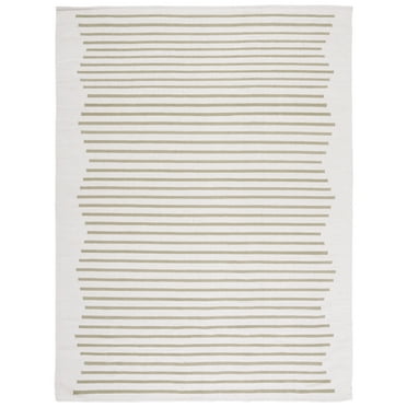 SAFAVIEH Montauk Amadine Striped Cotton Area Rug, Ivory/Light Green, 9' x 12'