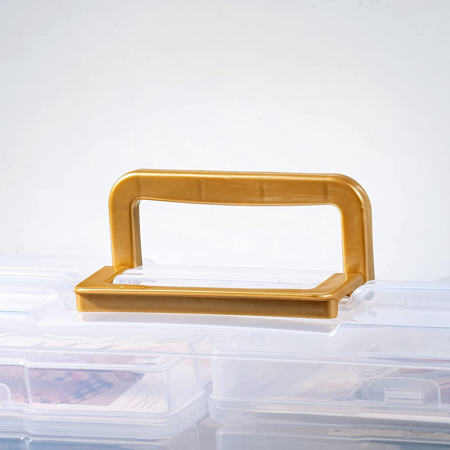 Portable Photo Organizers & Storage Containers, Transparent 4" x 6" Picture Organizers with Handle, 16 Inner Photo Cases, Photo Storage Box
