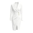 thumbnail image 4 of Womens Long Sleeve Cocktail Dresses Bodycon Midi Dress for Wedding, Prom, Cocktail Party, Bridal Shower White XL, 4 of 7