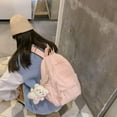 thumbnail image 2 of HMSHA Women Kawaii Pure Colour Small Backpack Purse Girl Cute Bear Pendant Pink Backpack Primary School Student School Bag (Pink), 2 of 6