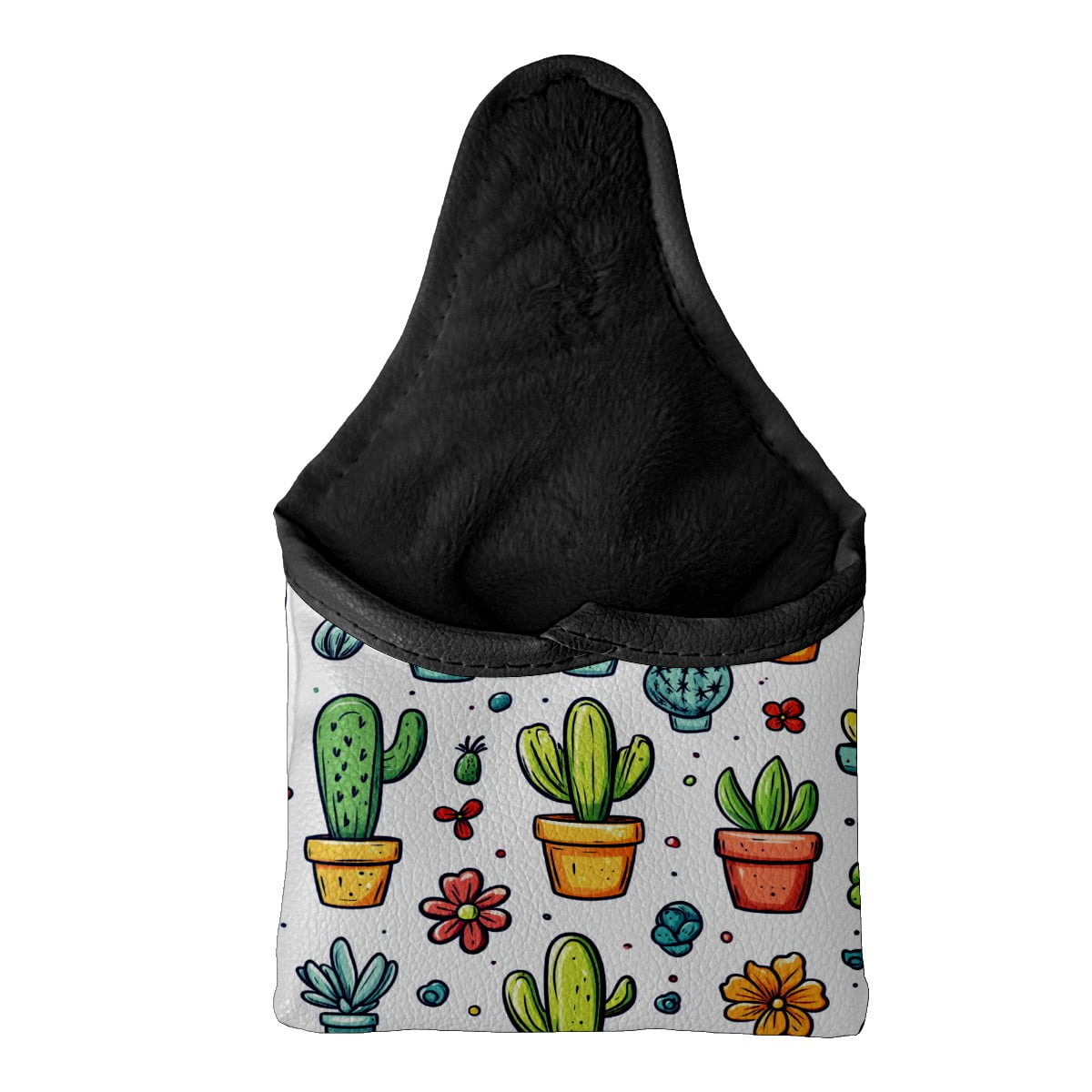 Golf Mallet Putter Cover Premium Leather Waterproof Golf Putter Head Cover with Magnetic Closure Succulent Plant Doodle Pattern