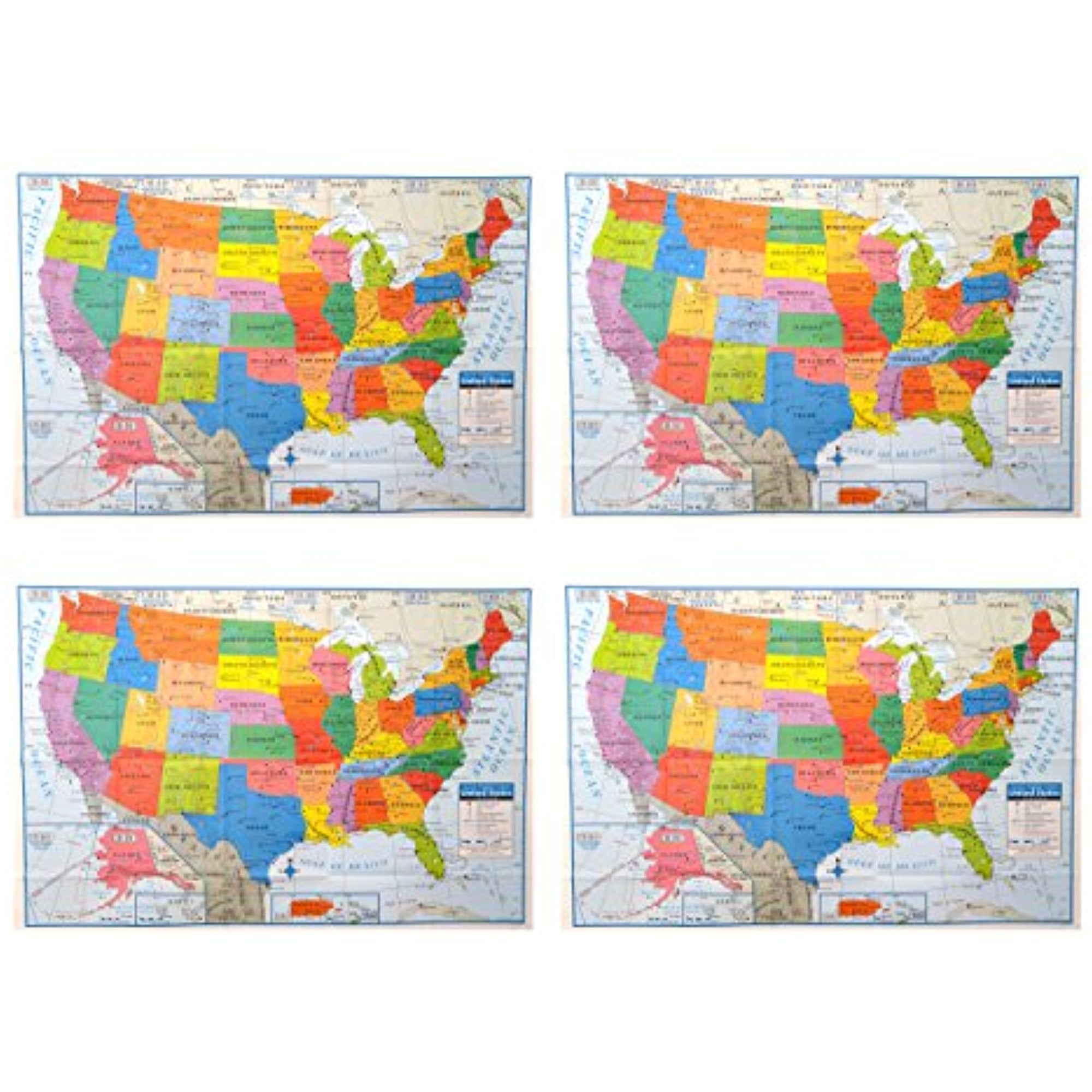 Pack of 2 Superior Mapping Company United States Poster Size Wall Map 40 x 28 with Cities 2 Maps 