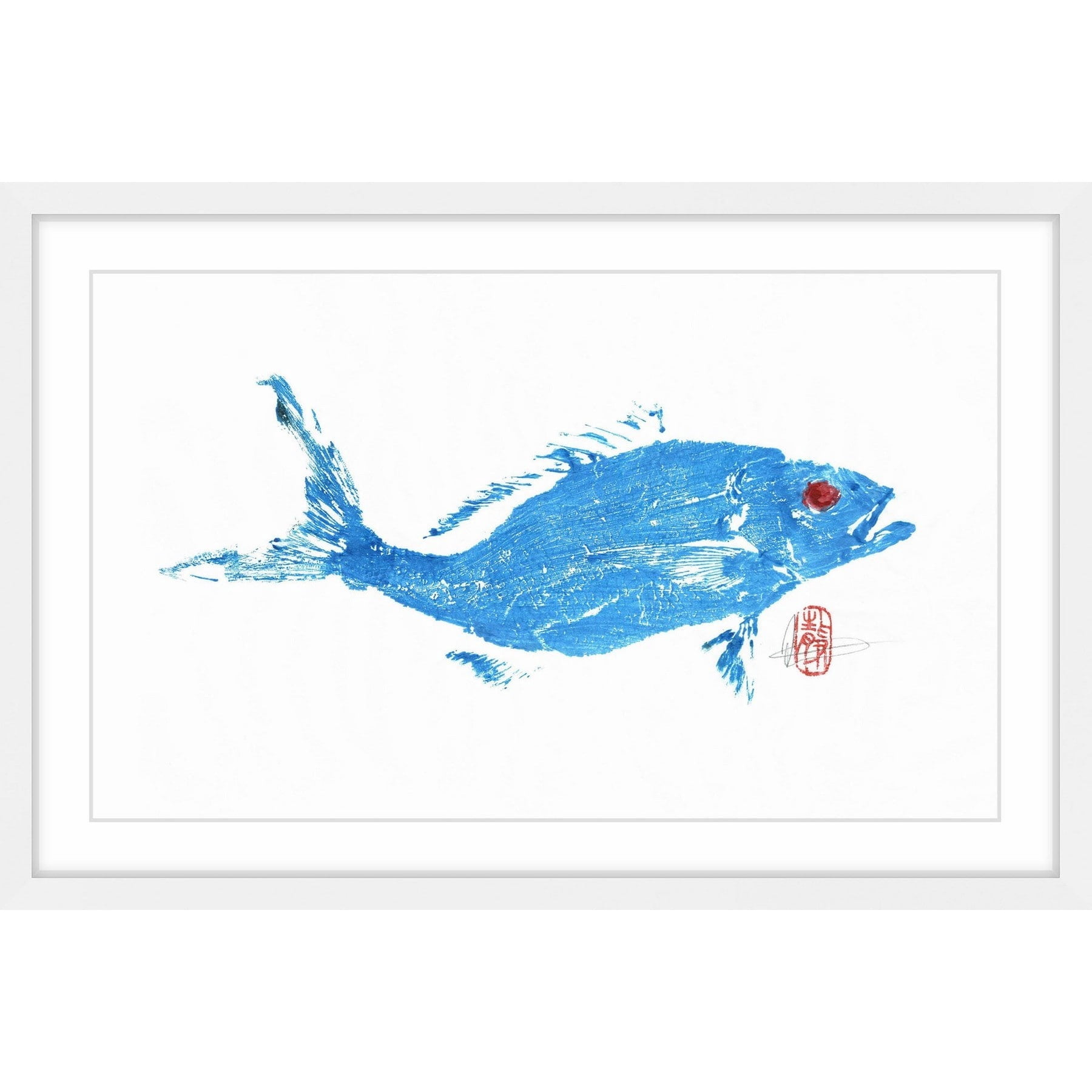"Red Snapper in Blue" Framed Painting Print