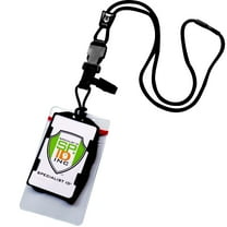Heavy Duty (No Swing) Nylon Lanyard with Breakaway & Two Dual ID Badge Holders (Holds 4 ID Cards - Each Badge holder Holds 2 Badges) by Specialist ID and EK USA (Black)