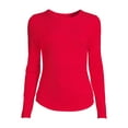 thumbnail image 5 of No Boundaries Women's Juniors Ribbed Crewneck Tee with Long Sleeves, Sizes XS-XXXL, 5 of 5