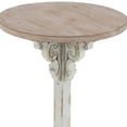 thumbnail image 5 of DecMode 16" x 23" White Wood Distressed Pedestal Scroll Accent Table with Brown Wood Top, 1-Piece, 5 of 12