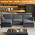 thumbnail image 2 of Rophefx 113.78" Sectional Sofas for Living Room, U Shaped Cloud Couch with Ottoman, Deep Seat Chenille Sofa, Grey, 2 of 6