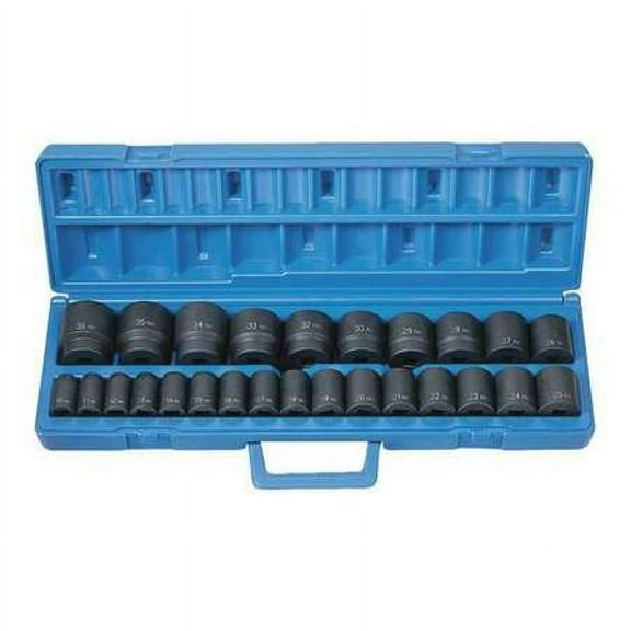 GREY PNEUMATIC 1326M 1/2" Drive Standard Length Impact Set, Metric, 26 pcs