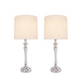 thumbnail image 3 of Aspen Creative 40166-12, Two Pack Set – 30-1/2" High Transitional Metal Table Lamp, Chrome Finish and Drum Shaped Lamp Shade in White, 12" Wide, 3 of 4