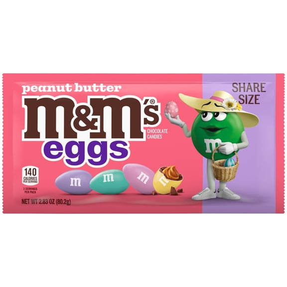 M&M's Peanut Butter Eggs Pastel Blend Easter Candy, Share Size - 2.93 Oz Bag