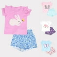 thumbnail image 3 of WOYY Toddler Girls Summer Outfits Ruffle Short Sleeve T Shirt Shorts Set, Sizes 3M-3T, 3 of 3