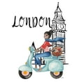 thumbnail image 2 of Medley, Elizabeth 15x18 Black Ornate Wood Framed with Double Matting Museum Art Print Titled - London By Moped, 2 of 4